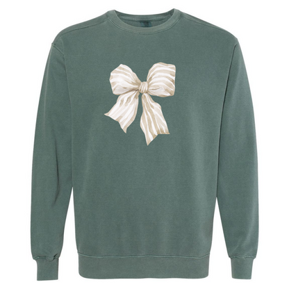 Preppy Watercolor Stripe Bow Sweatshirt