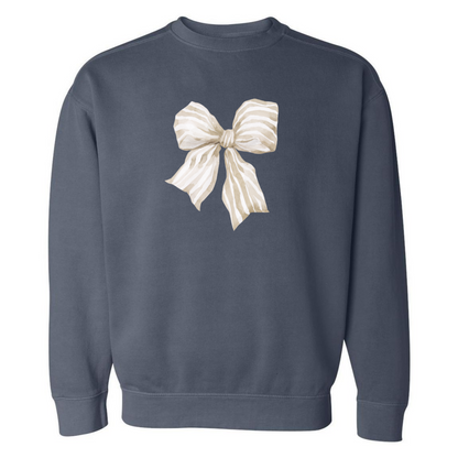 Preppy Watercolor Stripe Bow Sweatshirt