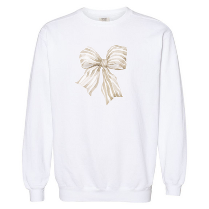 Preppy Watercolor Stripe Bow Sweatshirt